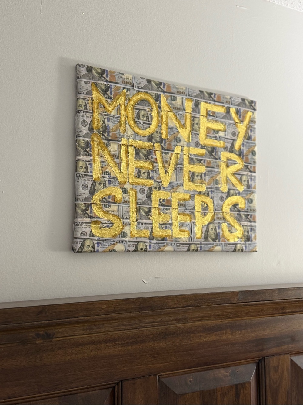 Text: Money Never Sleeps.
Golden Mantra For Ambitious Minds